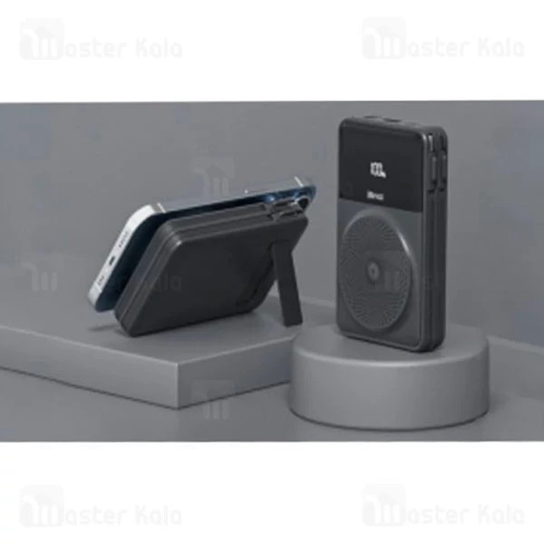 پاوربانک وایرلس 10000 مگنتی بیوا Biva BP-028 Magnetic Wireless توان 22.5 وات با کابل متصل و استند